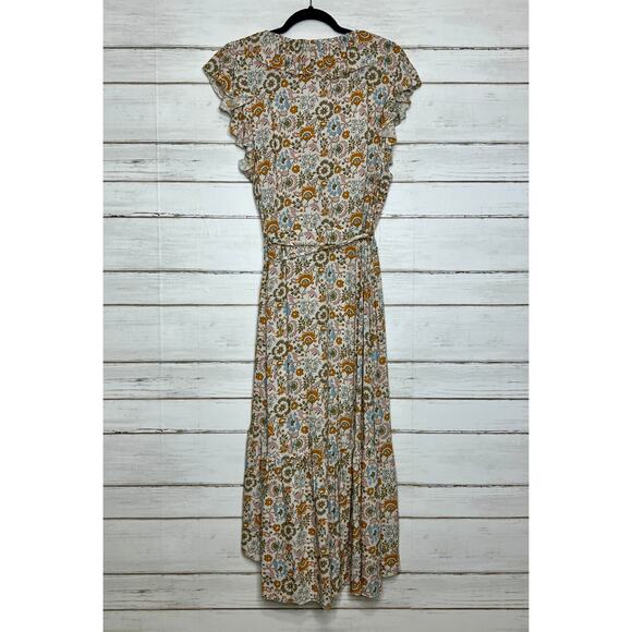 Faherty Carmen Floral Midi Wrap Dress Size Large - Picture 2 of 12